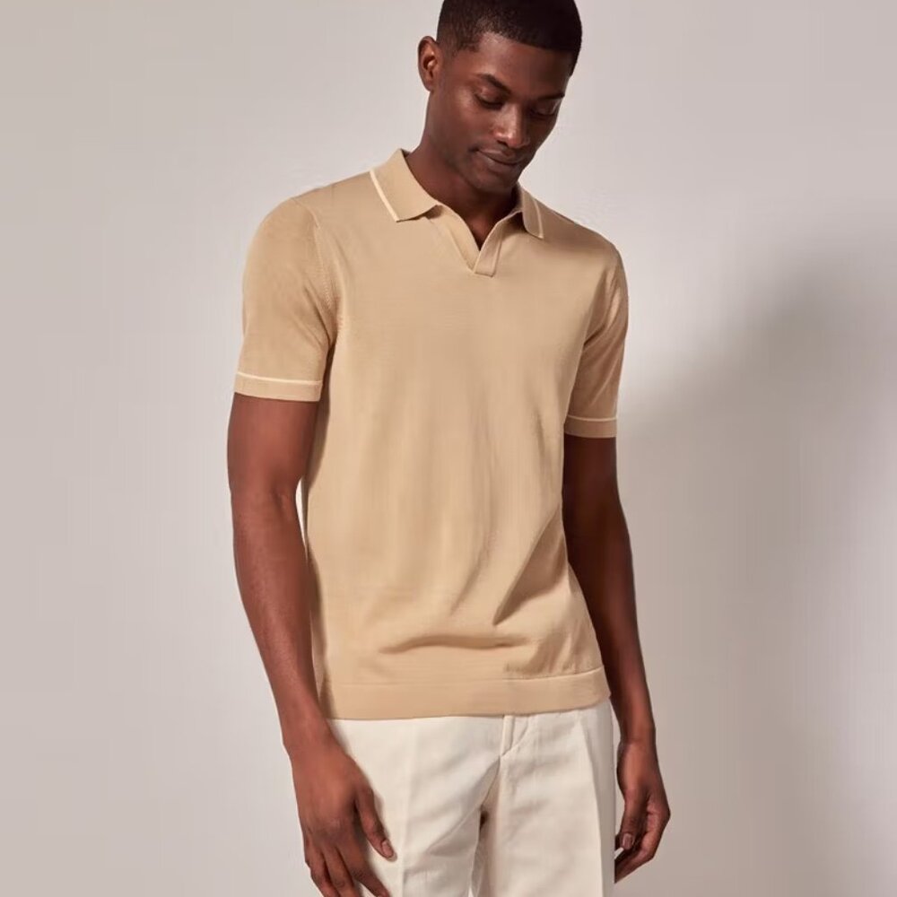 Hawes & Curtis Knit Johnny Collar Polo